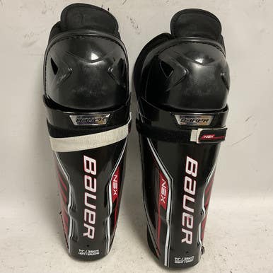 Used Bauer NSX Senior Shin Guards White/Black/Red 14" 11855-S000189797