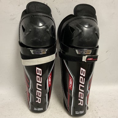 Used Bauer NSX Senior Shin Guards White/Black/Red 14" 11855-S000189797