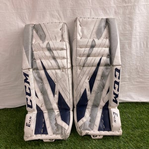 White 24" Junior CCM Eflex 4.5 Goalie Leg Pads (Used)