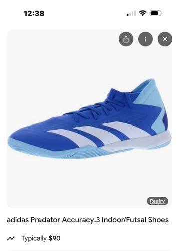 Adidas Predator indoor/futsal shoes 3Y (Big Kids / Youth) Youth Adidas Shoes (New)