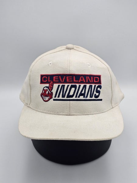 NEW Vintage Cleveland Indians 1990s MLB Sports Logo 7 White Hat Cap Vtg Snapback