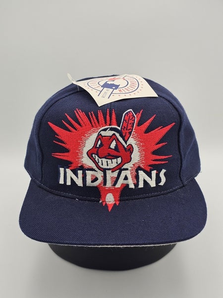 NEW Vintage Cleveland Indians Rare MLB Sport Logo 7 Burst Explosion Hat Snapback