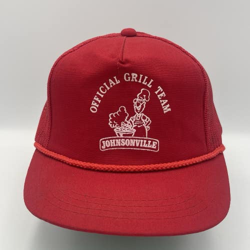 Vintage Johnsonville Brats Official Grill Team Snapback Hat BBQ Dad Grill Master