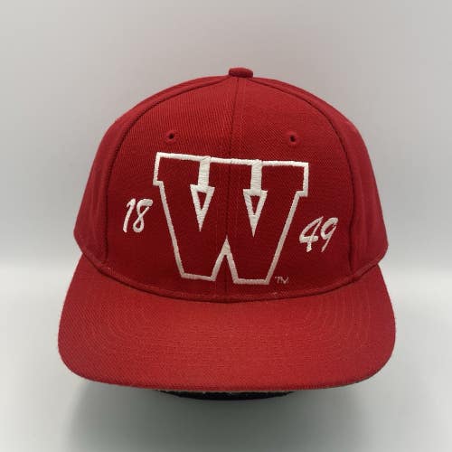 Vintage 1849 Wisconsin Badgers Russell Athletic Wool Snapback Hat Cap RARE
