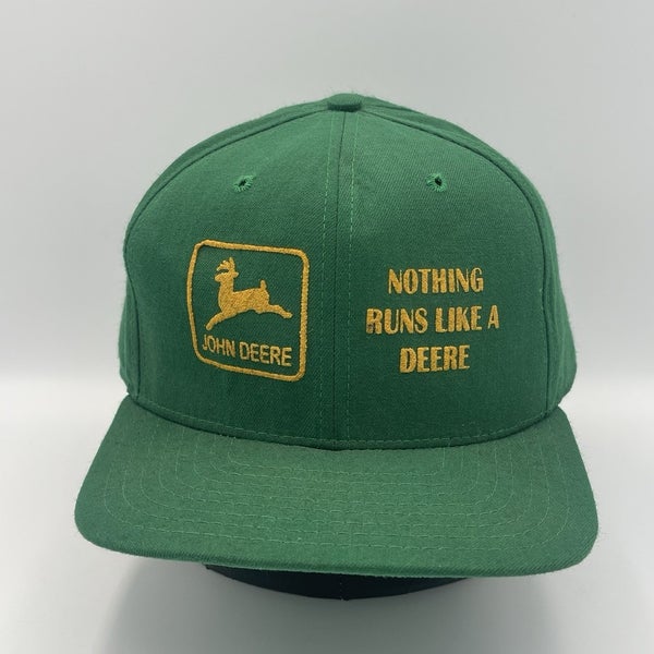 Vintage John Deere New Era Dupont Visor Pro Model Hat Green Snapback Made In USA