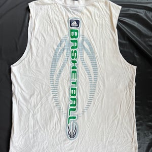 Vintage adidas cotton basketball white green Tank Top men's XLarge