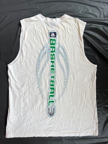 Vintage adidas cotton basketball white green Tank Top men's XLarge