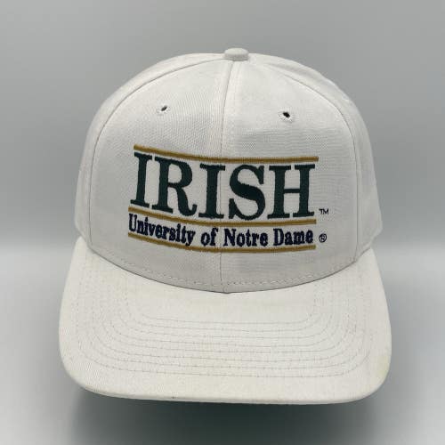Vintage Notre Dame Fighting Irish Split Bar Snapback Hat Cap White Made In USA