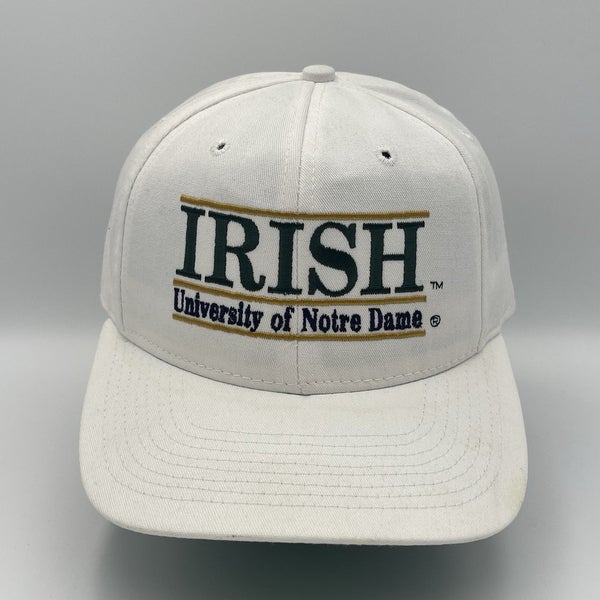 Vintage Notre Dame Fighting Irish Split Bar Snapback Hat Cap White Made In USA