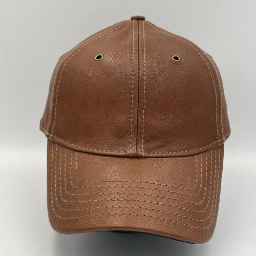 The Territory Ahead All Leather Brown Strapback Baseball Cap Hat Adjustable OSFM