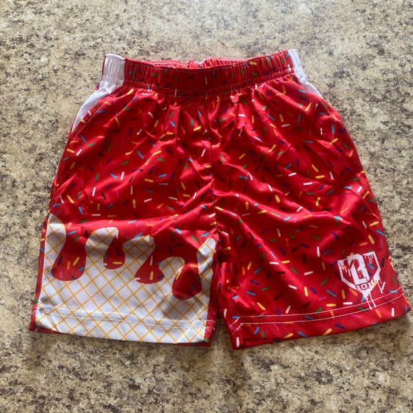 Baseball Lifestyle 101 Ice cream cherry red replica shorts.  Youth small