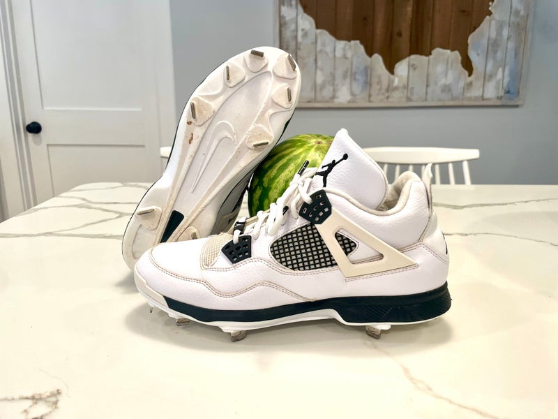 Rare! 2015 Nike Jordan 4 Baseball Cleats Size 10 Metal Spikes 807710-110