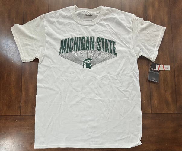 Michigan State Spartans Captivating Mens White Graphic T Shirt Size Medium NWT