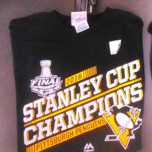 Pittsburgh Penguins 2016 Stanley Cup Champions Black XL Kids Unisex Majestic Shirt (New)