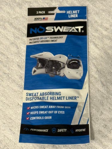 (New) NO SWEAT Hockey Helmet Liner - 3 pack - Disposable Liner to Absorb Sweat