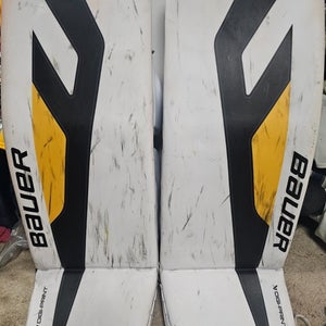 LARSSON Pittsburgh Penguins Bauer Mach PRO Game Worn Goalie Leg Pads Senior 35+1