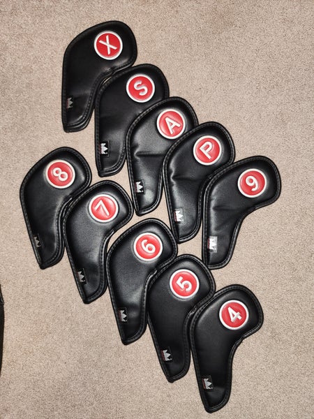 Craftsman Golf 4 5 6 7 8 9 PW AW SW X Black Iron Headcover Set Magnetic 10 Total