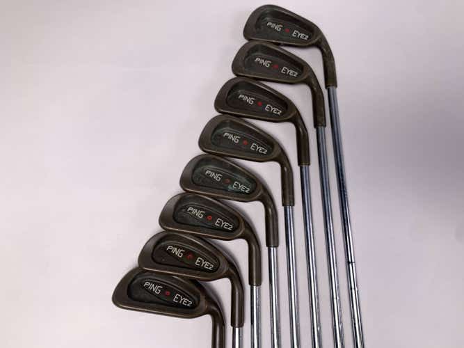 Ping Eye 2 + Beryllium Copper Iron Set 2-PW Red Dot 1* Flat Stiff RH No 9i