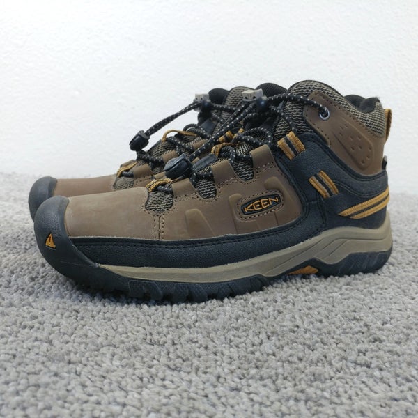 Keen Targhee Mid Hiking Boots Boys 2Y Waterproof Leather Brown Black Trail