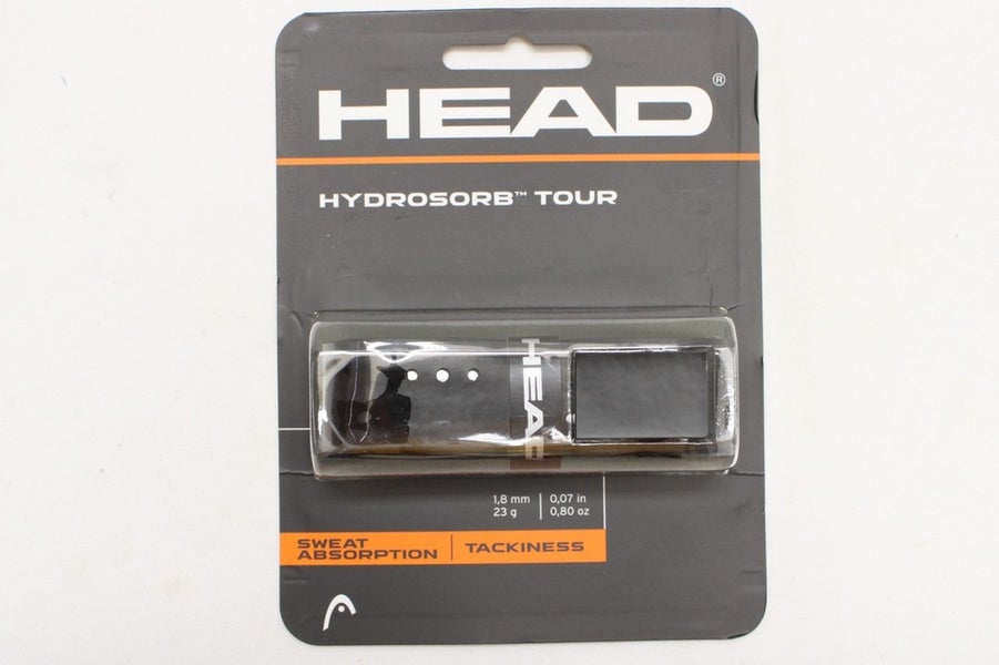 2 GRIPS: HEAD HYDROSORB TOUR (BLACK) TENNIS REPLACEMENT GRIP. #282000-BK