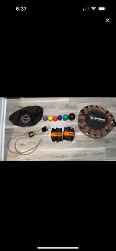 Driveline weighted balls, wrist weights, ball trampoline, Jaeger band, bag
