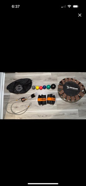 Driveline weighted balls, wrist weights, ball trampoline, Jaeger band, bag