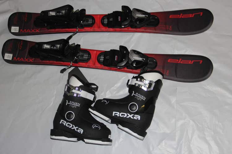 NEW Elan Maxx red  Kid's Skis, 70cm w/ EL 4.5 GW adjustable Bindings + 15.5 boots  2026