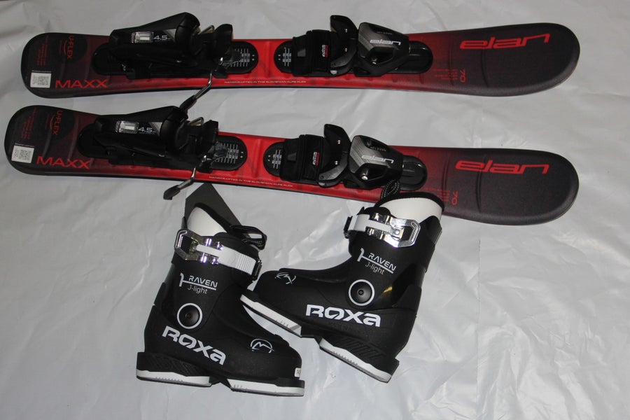 NEW Elan Maxx red  Kid's Skis, 70cm w/ EL 4.5 GW adjustable Bindings + 15.5 boots  2026
