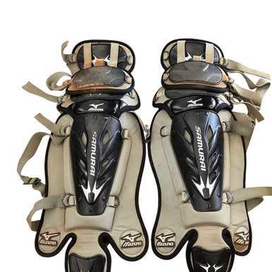 Used Mizuno SAMURAI SHIN GUARDS Catchers Leg Guards Black Youth 11760-S000080888