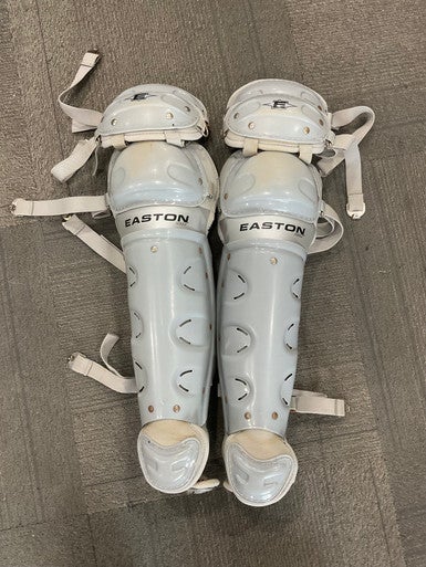 Used Easton ADULT SHIN GUARDS Catchers Leg Guards Grey Adult 11614-S000220084