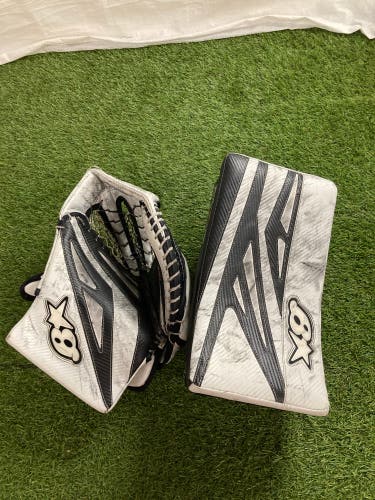 White Junior Brian's G-Netik Goalie Gloves & Blockers Regular (Used)