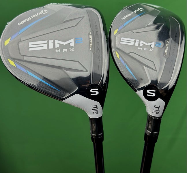 TaylorMade SIM2 Max Fairway Wood, Hybrid Set 3W-15*, 4H-22* Stiff Flex NEW!