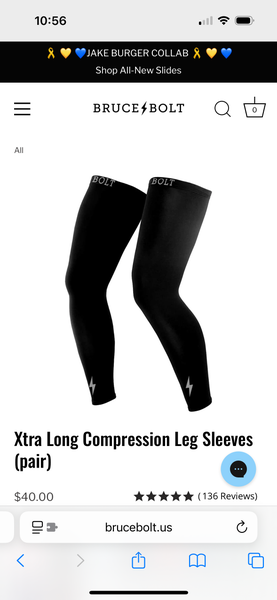 Bruce BOLT LEG compression Sleeves* FREE& FAsT shipping Classic Black - Catcher LEGS