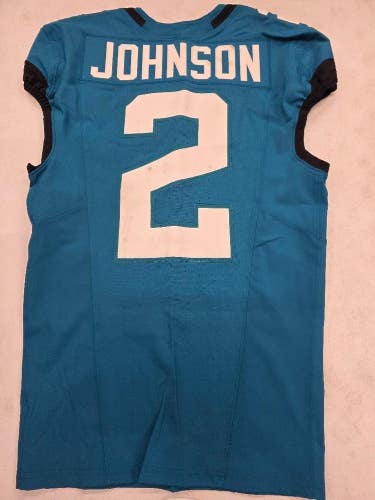 Jaguars D'ERNEST JOHNSON Game Used GU Football Jersey 12-29-24 vs Titans TEAL