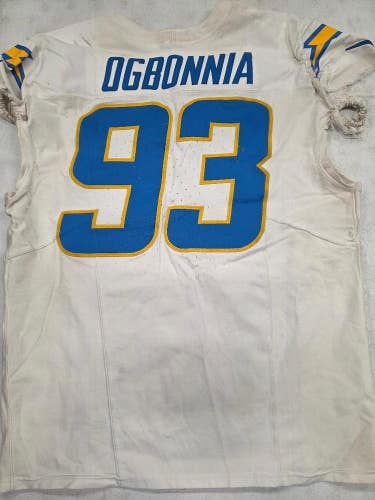Chargers OTITO OGBONNIA Game Used GU Football Jersey 12-1-24 vs Falcons WHITE