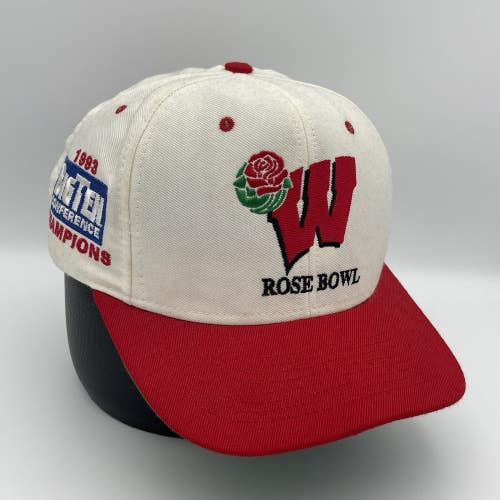 Vintage Nutmeg Wisconsin Badgers Rose Bowl Snapback Hat 1993 Big 10 Champions