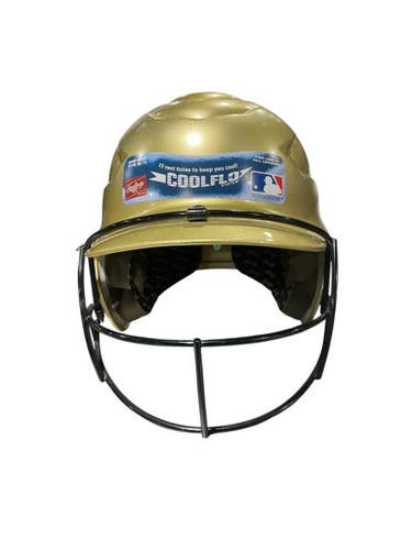 Used Rawlings COOLFLO BB HELMET Batting Helmet w/Mask Gold SM 11834-S000039123