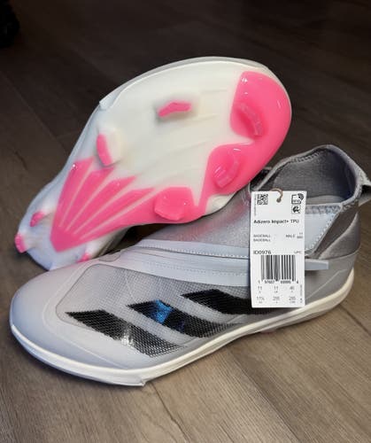 new men's 11.5 Adidas Adizero Impact+TPU Grey Black-pink Baseball Cleats ID0976