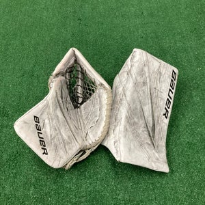 White Intermediate Bauer Vapor X5 Pro Goalie Gloves & Blockers Regular (Used)