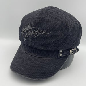 Harley Davidson Corduroy Cap Hat Womens Medium Embroidered Cabbie Cadet Newsboy