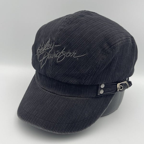 Harley Davidson Corduroy Cap Hat Womens Medium Embroidered Cabbie Cadet Newsboy