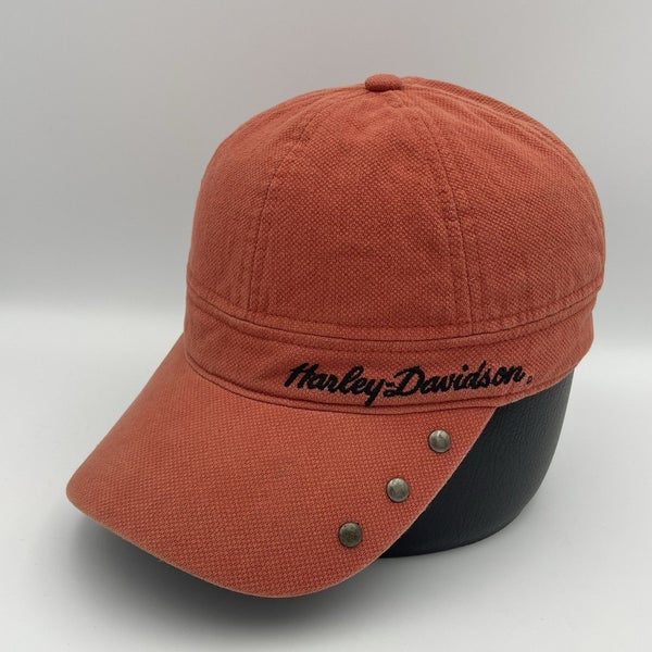 Harley Davidson Hat Women's Adjustable Orange Spellout Studded Baseball Cap