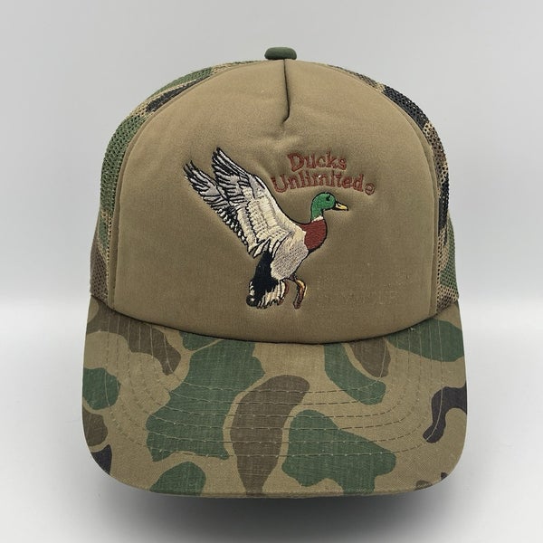 Ducks Unlimited DU Outdoor Hunting Camouflage Trucker Hat Cap Mesh SnapBack VTG