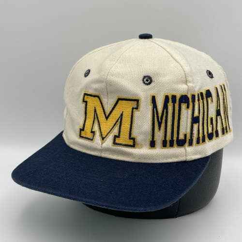 Vintage Michigan Wolverines Apex One Snapback Hat Cap NCAA Basketball Mens 90s