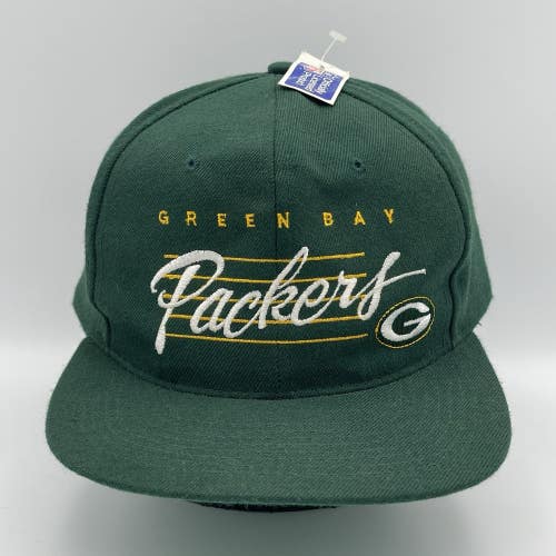 Vintage Green Bay Packers Drew Pearson Wool Bar Script Snapback Hat Cap Signed!