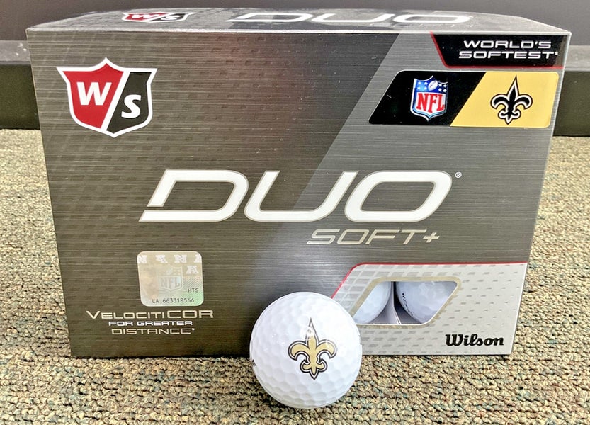 Wilson Staff Duo Soft+ NFL Golf Balls New Orleans Saints 12 Count Box White NEW