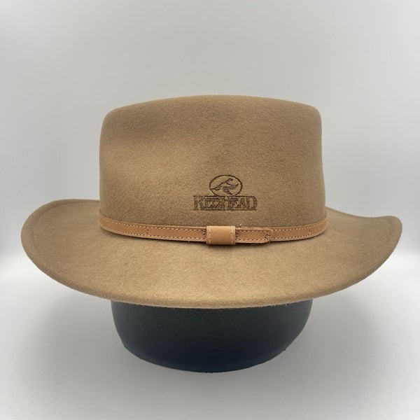 Vintage Redhead 100% Wool Fedora Hiking Hunting Water Repellant Hat Medium USA