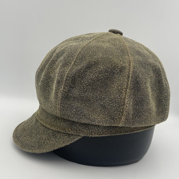 New York Hat Co. Genuine Leather Spitfire Cabbie Hat Cap MADE IN USA Size Large