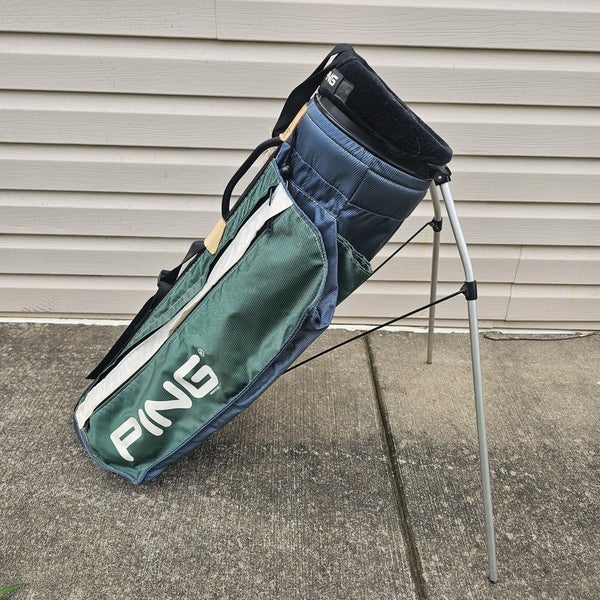Vintage Ping Hoofer 4 Way Divider Green Blue & White Lightweight Golf Stand Bag