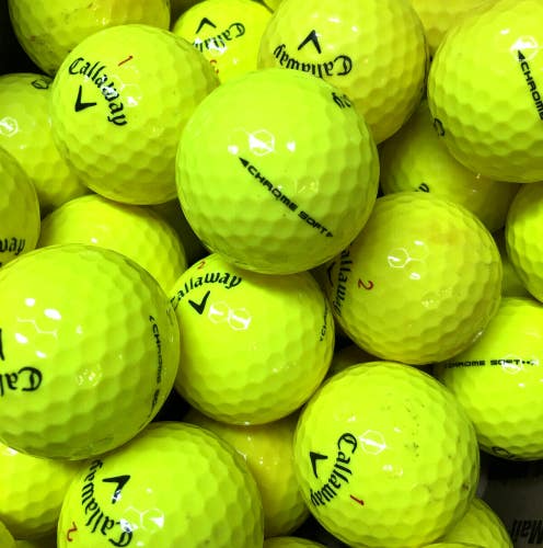 4 Dozen Premium AAA Yellow Callaway Chrome Soft Used Golf Balls with Mesh Bag